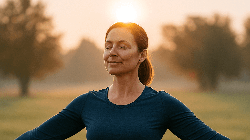 A woman sits at a table surrounded by boxes, writing with a pen.